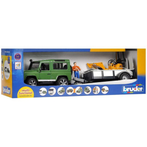 Машина Land Rover Defender с прицепом и экскаватором, Bruder