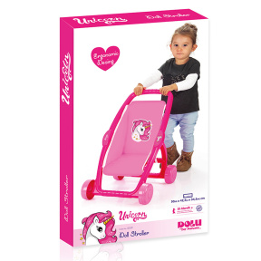 Cărucior pentru păpuși Unicorn, roz, Dolu