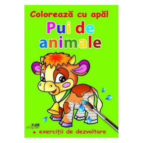 Colorează cu apă! Pui de animale + exerciții de dezvoltare