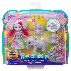 Păpușa Enchantimals Esmeralda Elefant și familia