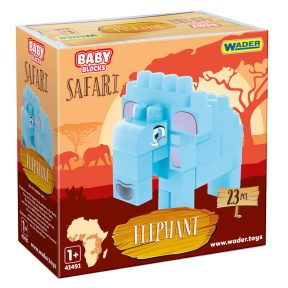 Constructor Baby Blocks Safari Elefant, 23 piese, Wader