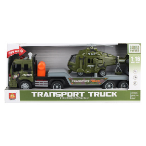 Transportator auto cu inerție 1:16 "Military" cu elicopter