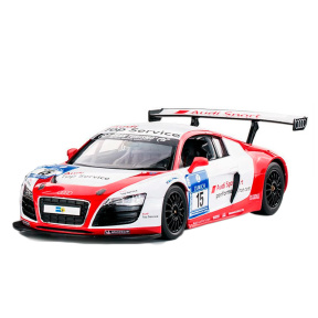 Mașină cu telecomandă  Audi R8 LMS Performance (cu volan, baterii), albă/roșie