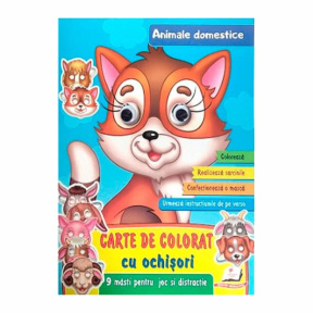 Carte de colorat cu ochisori. Animale domestice