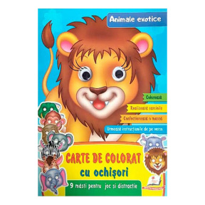 Carte de colorat cu ochișori. Animale exotice