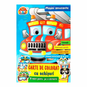 Carte de colorat cu ochisori. Mașini amuzante