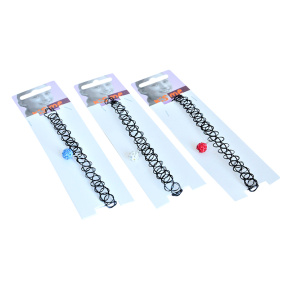 Choker Tattoo fir împletit Negru cu sclipici