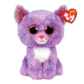 Jucărie moale-breloc Beanie Boos Pisica mov-lavandă Cassidy 24 cm