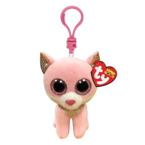 Jucărie moale-breloc Beanie Boos- Pisicuța roz Fiona