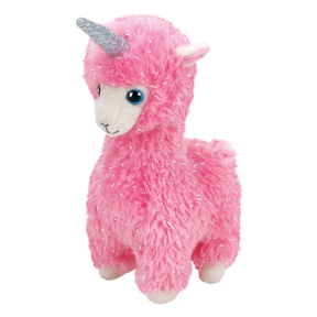 Jucărie moale Beanie Babies- Lama roz cu corn Lana