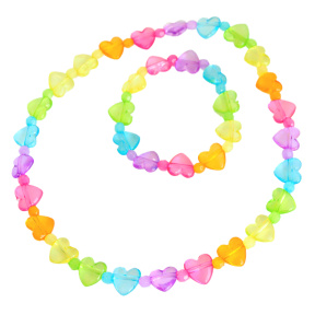 Set 2 art. (mărgele+brățară) inimi colorate