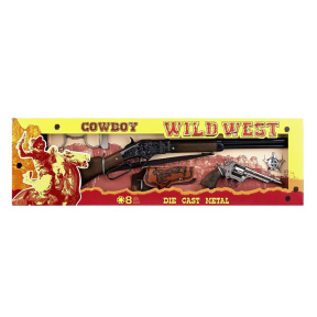 Set "Wild West": pușcă + revolver (8 gloanțe), toc, insignă