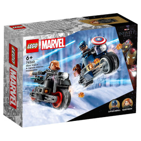 Constructor LEGO Marvel Văduva Neagră și Căpitanul America pe motociclete