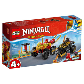 Constructor LEGO Ninjago Bătălia mașină lui Kai și bicicletă lui Ras