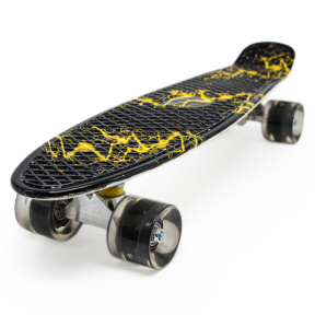 Penny board cu lumină YB-104, negru/galben