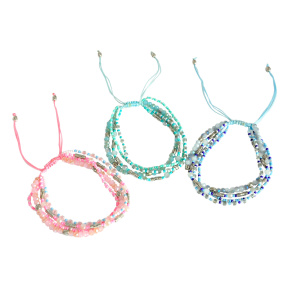 Браслет тройной мелкие бусины микс