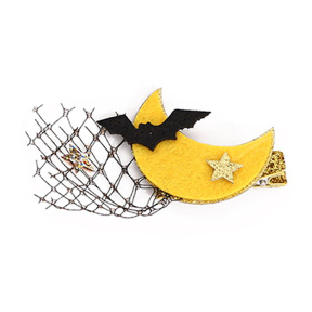 Заколка для волос Хэллоуин, Луна и летучая мышь