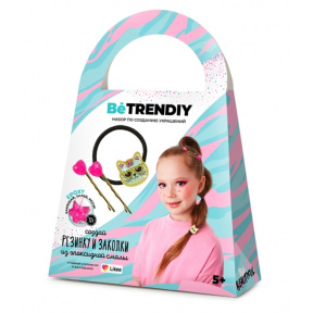 Set cu rășină epoxidică "Be TrenDIY", Elastic pentru păr și agrafe din aur