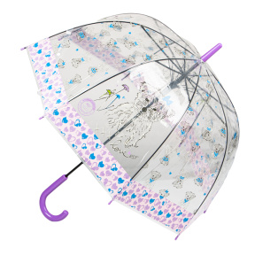 Umbrelă transparentă cu inimioare, mov