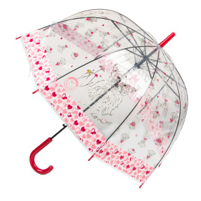 Зонтик прозрачный сердечки, бордовый