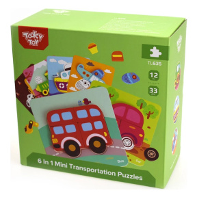 Jucărie din lemn Puzzle 6 în 1 „Transport”