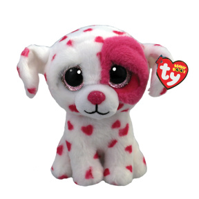 Jucărie moale Beanie Boos Catelus cu inimioare 15 cm.