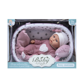 Păpușă-bebeluș 30 cm. din vinil cu fundiță pe pălărie