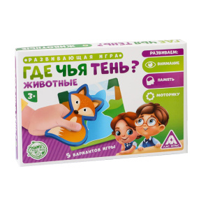 Настольная игра «Где чья тень? Животные»