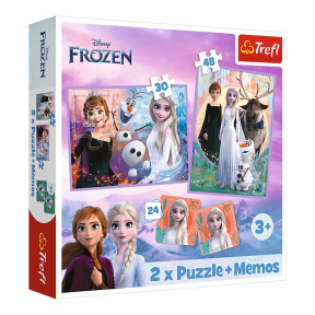 Пазлы - "2in1+memos" - Princesses in their land / Disney Frozen 2