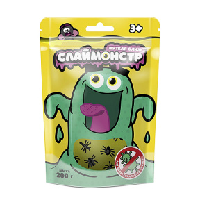 Slime "Slimonster" cu figurine insecte, 200 gr., galben