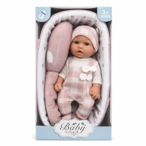 Кукла-пупс "Baby so funny" 30 см в роз. чепчике с ушками и пустышкой, код 662014