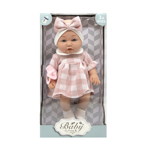 Papusa "Baby so funny" 30 cm rochie roz cu suzeta