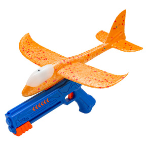 Avion planor cu pistol si lumini, portocaliu