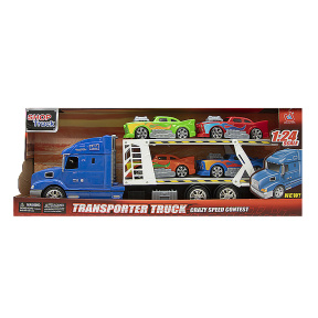 Set de joacă „Transporter Truck” cu mașini de curse 1:24, albastru