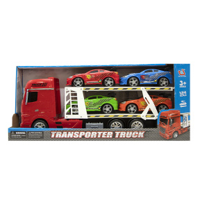 Camion-transportator de mașini de cursă "Transporter Truck", 1:24, roșu