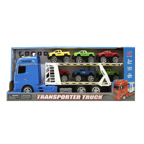 Camion-transportator de pick-ups "Transporter Truck", cu lumină, 1:24, albastru