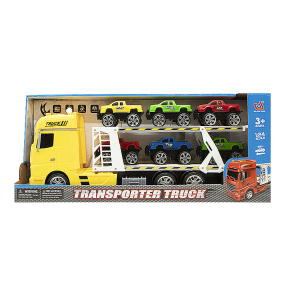 Camion-transportator de pick-ups "Transporter Truck", cu lumină, 1:24, galben