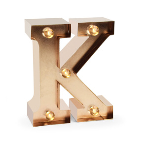Светильник розовое золото, 10x9x3 см, буква "K"