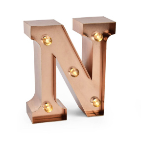 Светильник розовое золото, 10x9x3 см, буква "N"