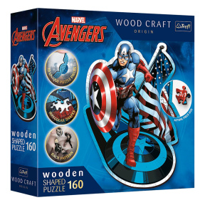 Пазлы - "160 Wooden Shaped Puzzles" - Fearless Capitan America / Disney Marvel