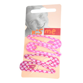 Набор 2 шт. Заколки клик-клак Розовое сердце