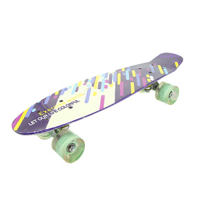 Penny board cu lumini, dungi colorate