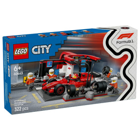 Constructor LEGO City F1 Pit Stop și echipa Pit Stop cu mașina Ferrari