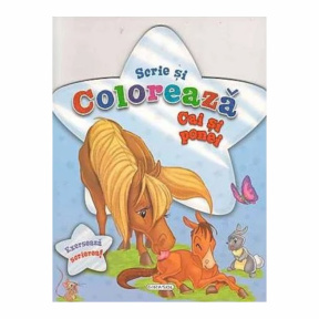 Scrie și colorează cai și ponei (bleu)