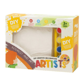 Mini-tablu pe ipsos, cu șevalet și culori, "Noapte înstelată"