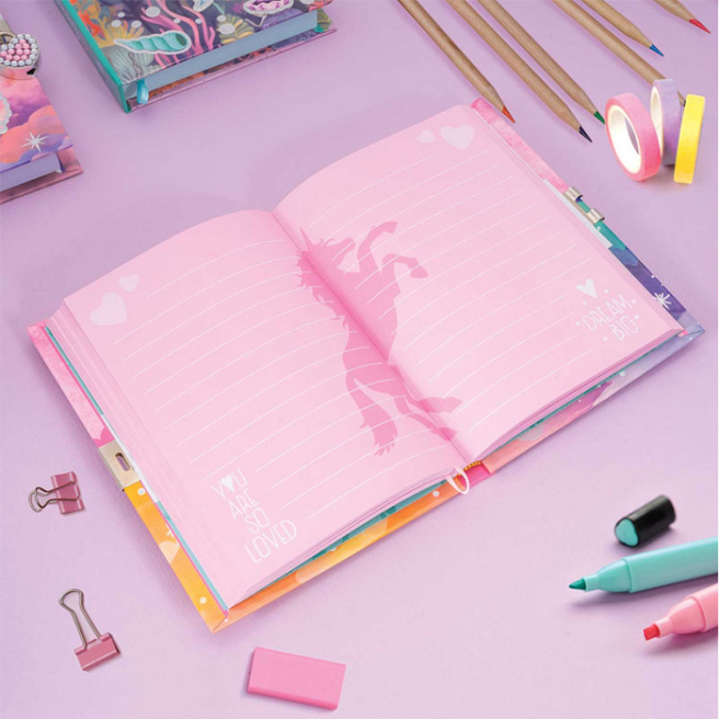 Agendă mare cu cheiță de blocare Unicorn