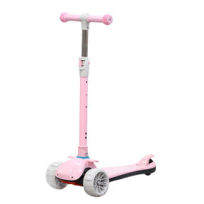Детский самокат со светящимися колёсами, розовый