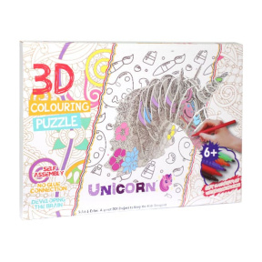 Puzzle 3D de colorat, Unicorni, cu carioci