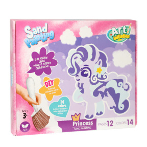 Set pentru pictură cu nisip, Prieteni din poveste, 12 culori, pensulă, tava