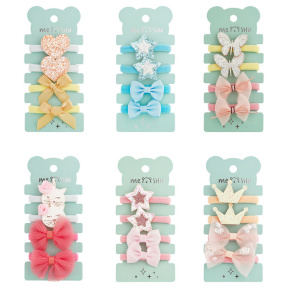 Резинки для волос MESHU Medium c текстильными Топперами ассорти 4 шт.